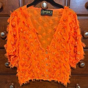 Spoon Jeans Orange Textured Women's Top